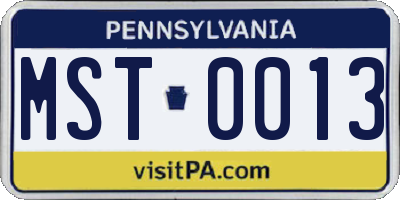 PA license plate MST0013