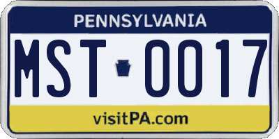 PA license plate MST0017