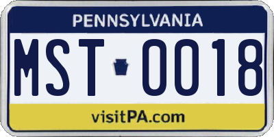PA license plate MST0018