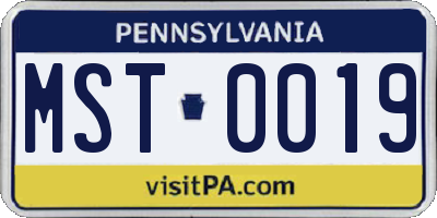 PA license plate MST0019