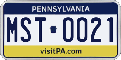 PA license plate MST0021