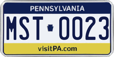 PA license plate MST0023