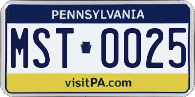 PA license plate MST0025