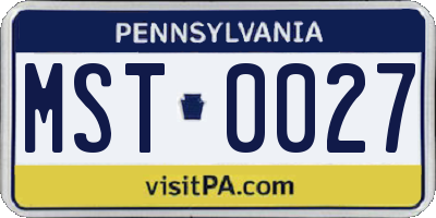 PA license plate MST0027