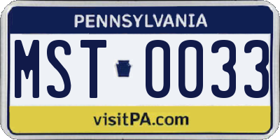 PA license plate MST0033