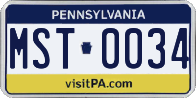 PA license plate MST0034
