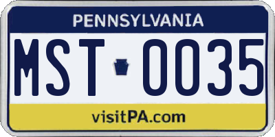 PA license plate MST0035