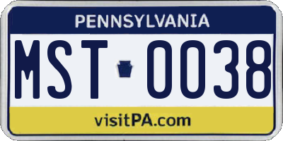 PA license plate MST0038