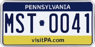 PA license plate MST0041