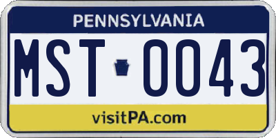 PA license plate MST0043