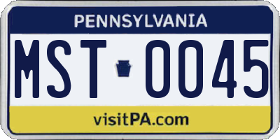 PA license plate MST0045