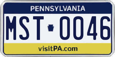 PA license plate MST0046