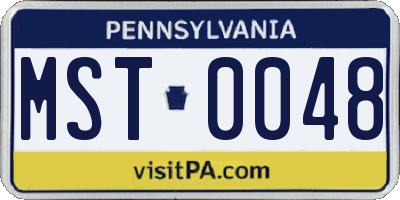 PA license plate MST0048