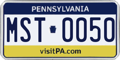 PA license plate MST0050