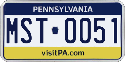 PA license plate MST0051