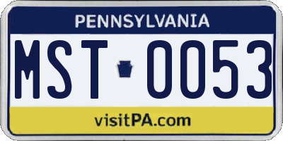 PA license plate MST0053