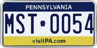 PA license plate MST0054