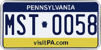 PA license plate MST0058