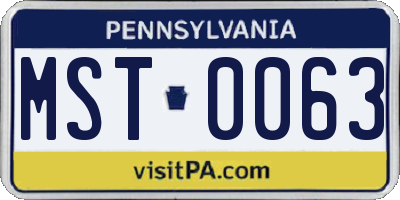 PA license plate MST0063