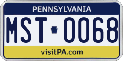 PA license plate MST0068