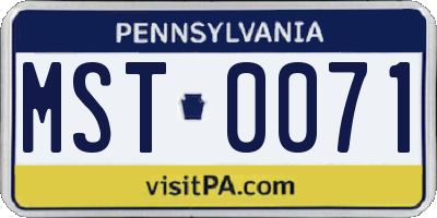 PA license plate MST0071