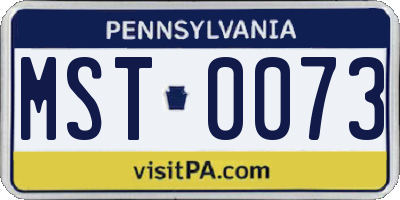 PA license plate MST0073