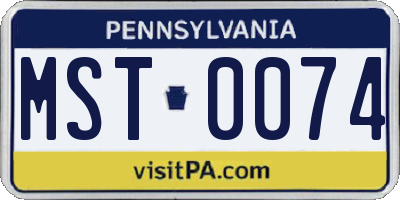 PA license plate MST0074
