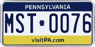 PA license plate MST0076