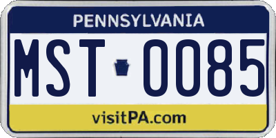PA license plate MST0085
