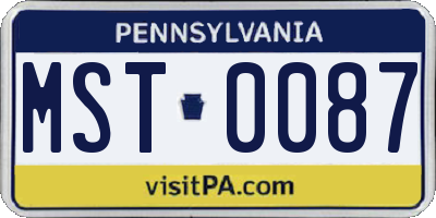 PA license plate MST0087