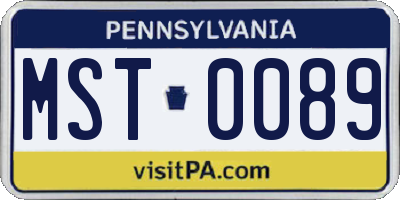 PA license plate MST0089