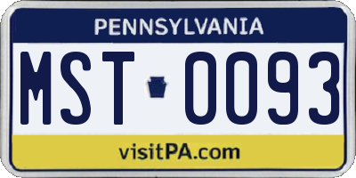 PA license plate MST0093