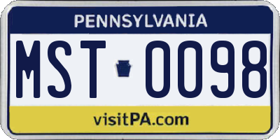 PA license plate MST0098