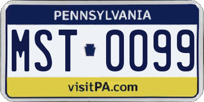 PA license plate MST0099