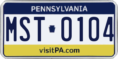 PA license plate MST0104
