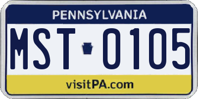 PA license plate MST0105