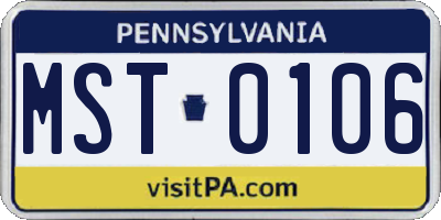 PA license plate MST0106
