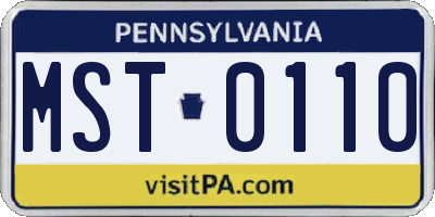 PA license plate MST0110
