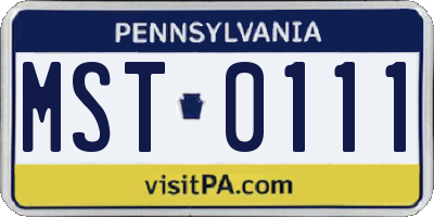 PA license plate MST0111
