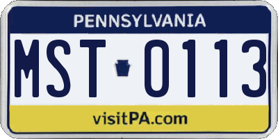 PA license plate MST0113