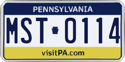 PA license plate MST0114