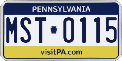PA license plate MST0115
