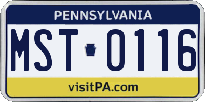 PA license plate MST0116