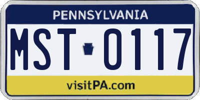 PA license plate MST0117