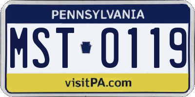PA license plate MST0119