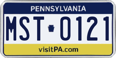 PA license plate MST0121
