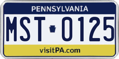 PA license plate MST0125