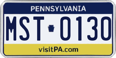 PA license plate MST0130