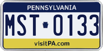 PA license plate MST0133