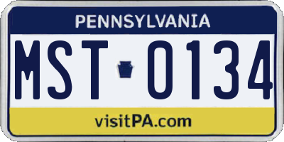 PA license plate MST0134